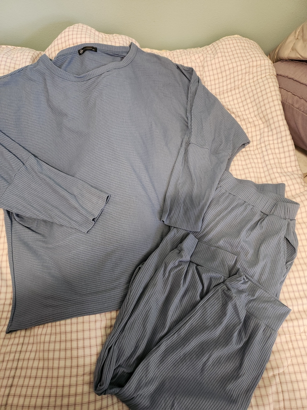 Ribbed Lounge Set - Dusty Blue Women’s Sleepwear